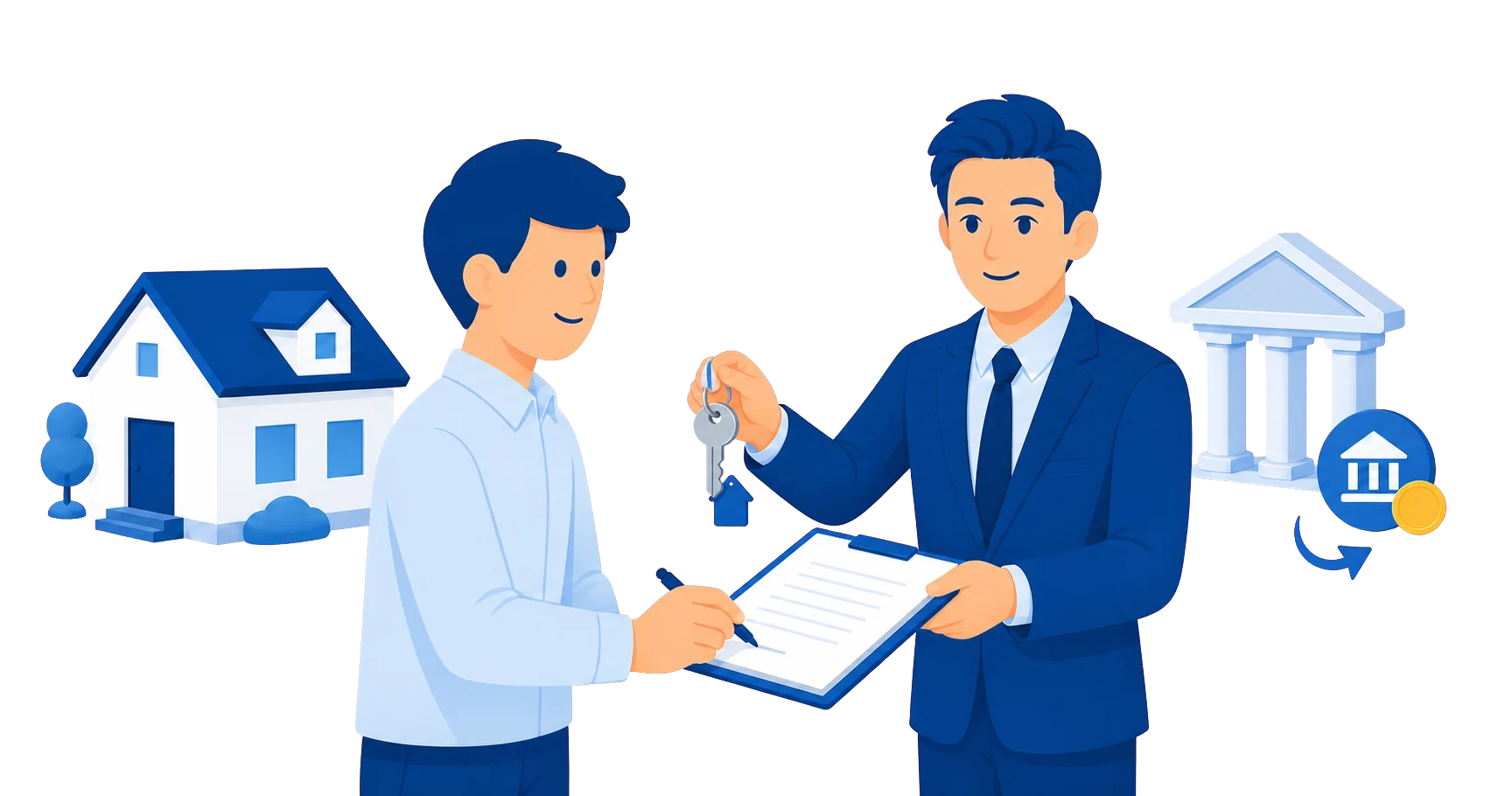 成約と資金回収を表すイラスト